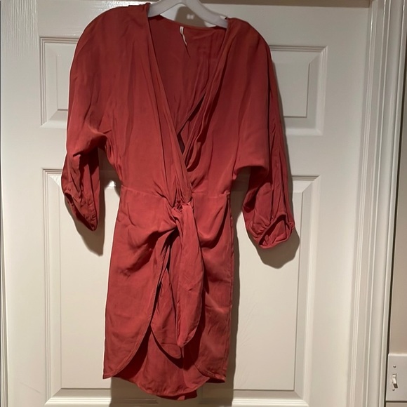 Anthropologie Rust Red Faux Wrap Dress - Picture 1 of 5